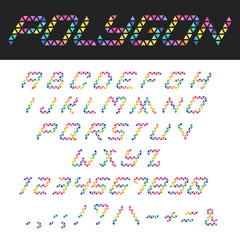 Polygon triangles font vector. Letters numbers typography type