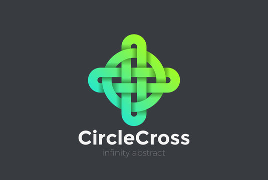 Cross Circle Logo design. Infinity looped pharmacy concept icon