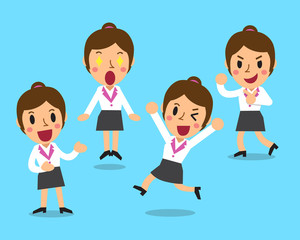 Cartoon businesswoman character poses set
