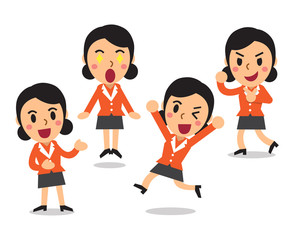 Cartoon businesswoman character poses