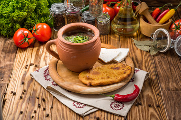 Chanakhi - traditional Georgian dish of lamb stew with tomatoes