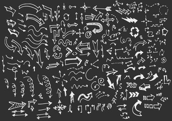 arrows doodle set on blackboard
