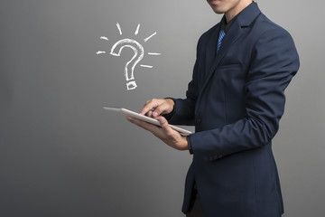 close up of businessman with idea icon