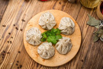 Georgian dumplings Khinkali with meat