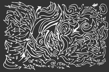 Fototapeta premium arrows doodle set on blackboard