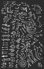 arrows doodle set on blackboard