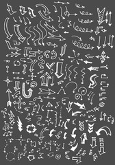 arrows doodle set on blackboard