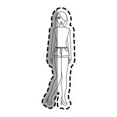 woman wearing casual clothes over white background. vector illustration