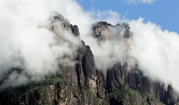 Tepyi covered with clouds in the Canaima national park - Venezuela