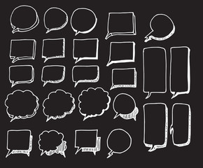 Hand drawn thought and speech bubbles and balloons. Blank empty