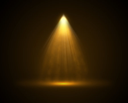 Single yellow top light illuminated background.
