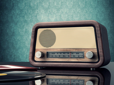 vintage radio and records
