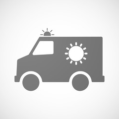 Isolated ambulance with a sun