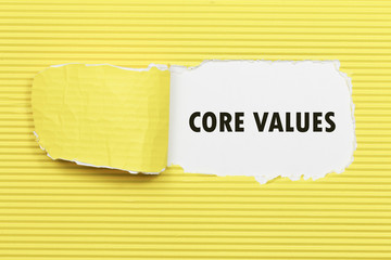 Core Values written under torn paper