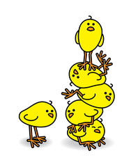 Stacking Chicks with one Standing