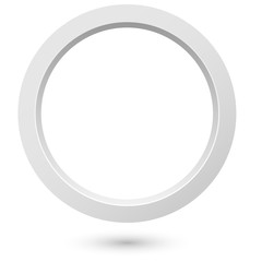 Abstract white 3d ring isolated on white background.