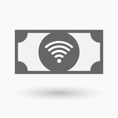 Isolated  bank note with a radio signal sign