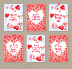 Naklejka premium Set Valentine's Day greeting cards