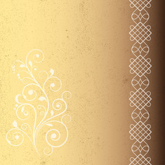 Grunge background with vignettes and ornate border. Page or book cover decoration.