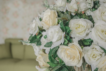 Beautiful bouquet of flowers in a coffee shop.