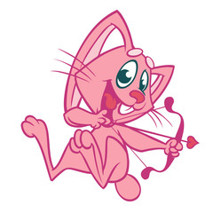 Funny cupid with bow and arrow. Illustration of a Valentine's Day. Vector. Isolated on white