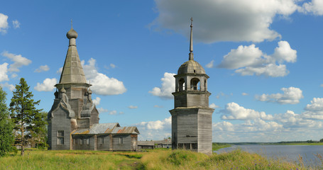 Ancient wooden orthodox church of Ascension at village of Piyala, Arkhangelsk Region, Onega District, Russia - 135607994