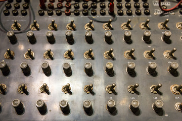 Retro control panel with switchers and buttons