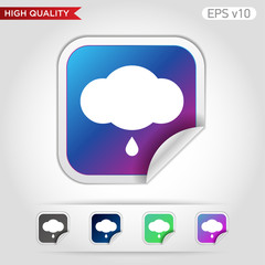 Rain icon. Button with rain cloud icon. Modern vector.