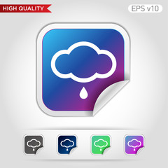 Rain icon. Button with rain cloud icon.