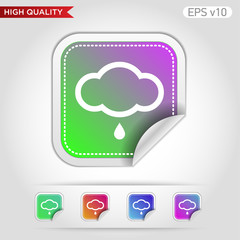 Rain icon. Button with rain cloud icon.