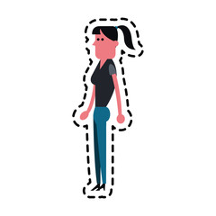 woman cartoon icon over white background. colorful design. vector illustration