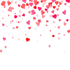 Valentine Day colorful hearts confetti petals falling vector background. Heart texture pattern. Decor element Template for Valentine's designs, invitation, party, birthday, wedding