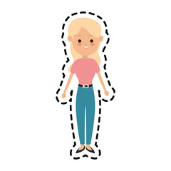 woman cartoon icon over white background. colorful design. vector illustration