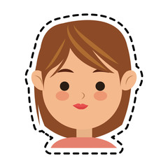 woman face cartoon icon over white background. colorful design. vector illustration
