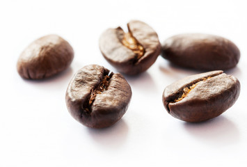 Coffee beans on white background