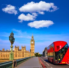 Plexiglas foto achterwand Big Ben-klokkentoren en London Bus © lunamarina