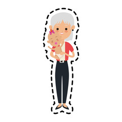 mother holding a baby cartoon icon over white background. colorful design. vector illustration