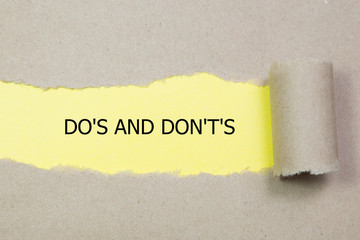 Do's and Don't's Message written under torn paper.