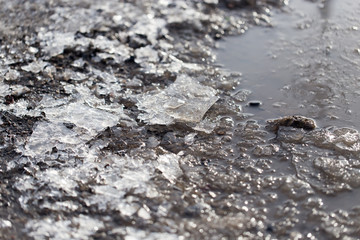 ice on the ground as a background