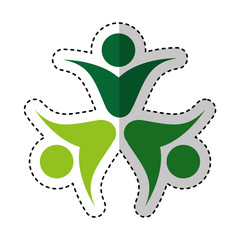 people silhouette teamwork ecology vector illustration design