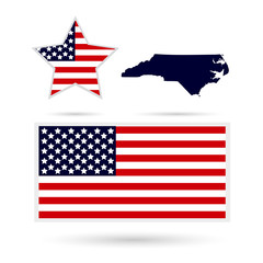 Map of the U.S. state of North Carolina on a white background. A