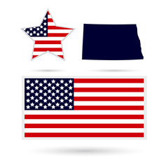 Map of the U.S. state of North Dakota on a white background. Ame