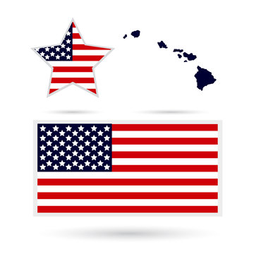 Map of the U.S. state of Hawaii on a white background. American