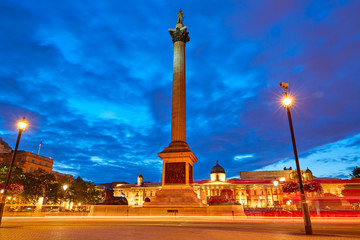 London Trafalgar Square sunset Nelson column