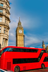 Fototapeta na wymiar Big Ben Clock Tower with London Bus