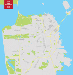 Mapa kolorów wektor San Francisco, USA. Plan miasta San Francisco. Ilustracji wektorowych - 135611712
