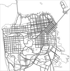 Black and white scheme of San Francisco, USA. City Plan of San Francisco. Vector illustration