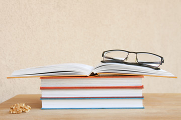 Reading. Books and Glasses
