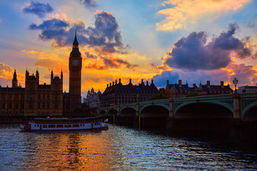 Big Ben Clock Tower London at Thames River