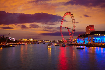 London sunset at Thames river near Big Ben